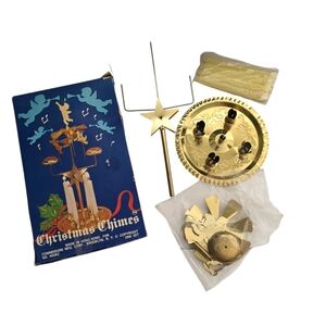 Vintage Christmas Angel Candle Chimes Carousel – Brass Spinner Decor w/ Box